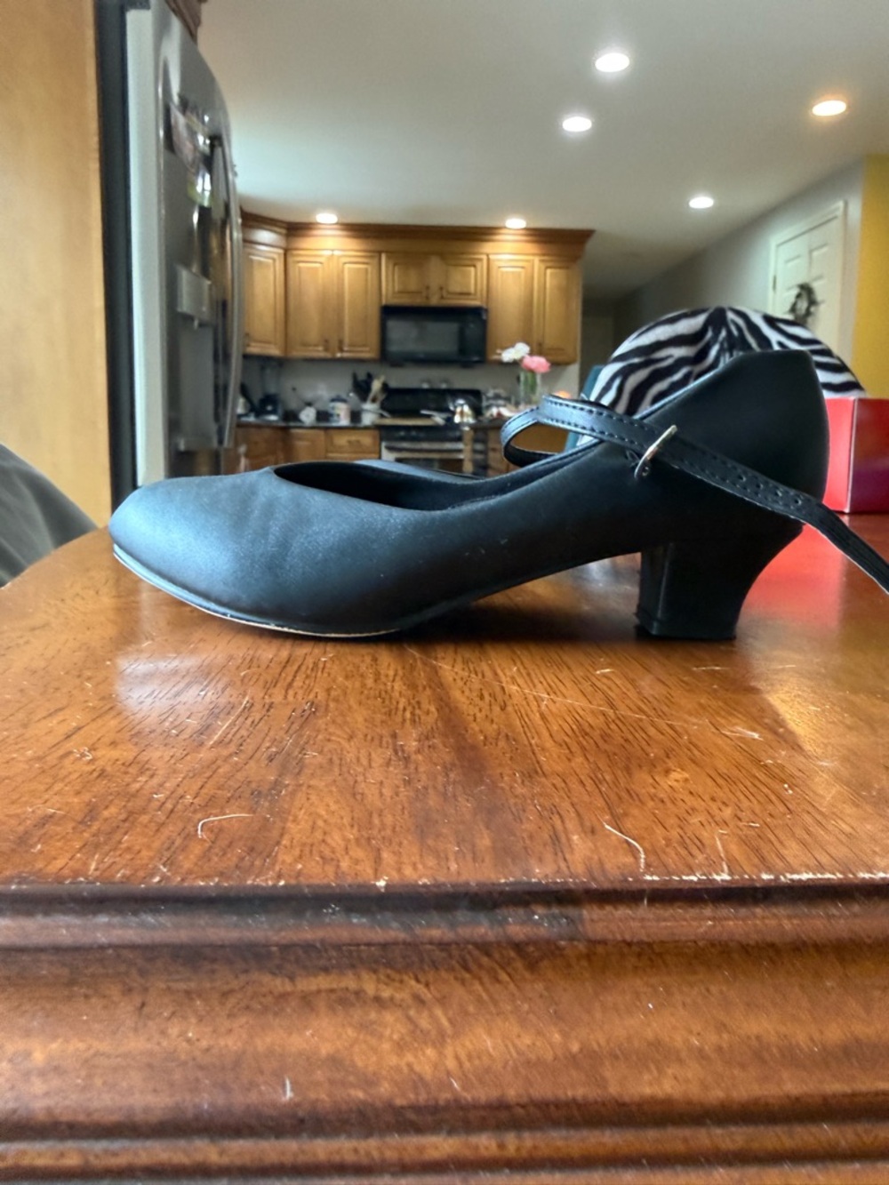 Black Mary Jane Low Block Heel Dance Pump Size 6